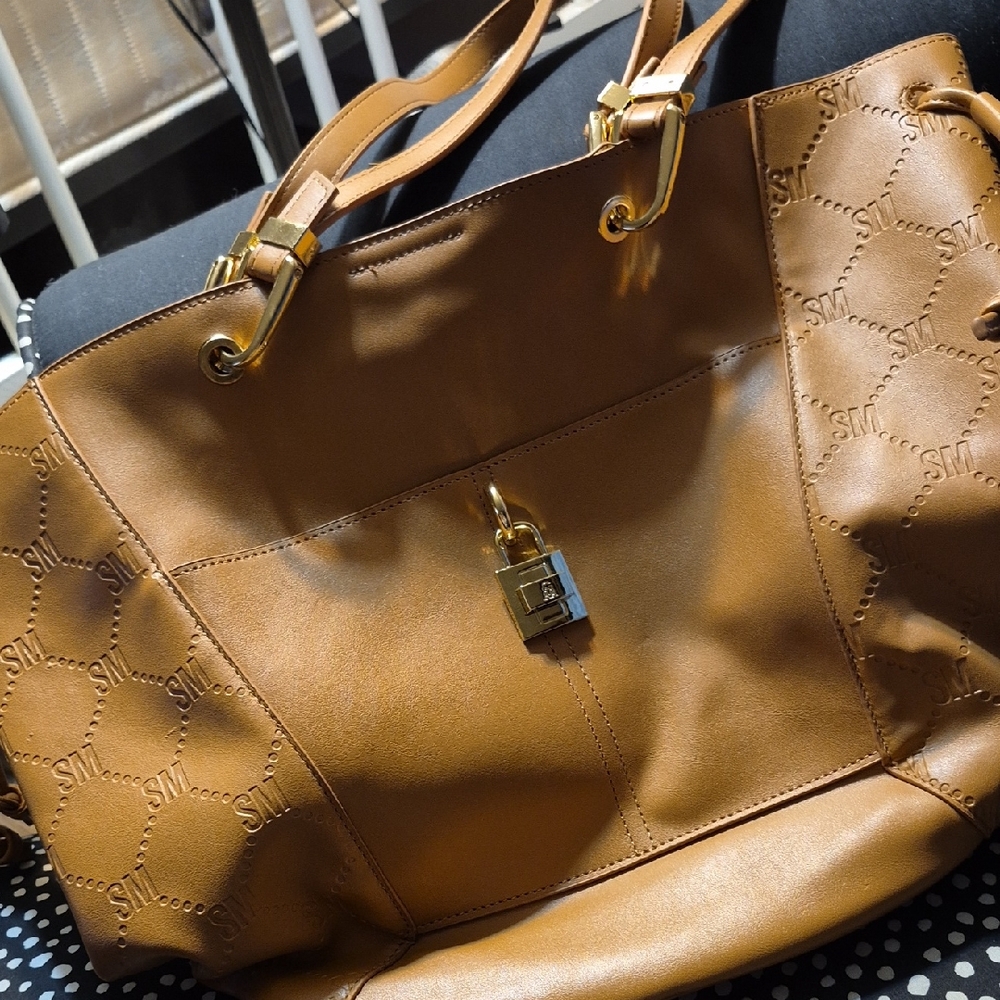 Steve Madden Brown Tote with Gold Hardware